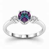 14k White Gold Three-Stone Created Alexandrite Ring