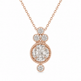 Estate 14k Rose Gold Diamond Cluster Necklace