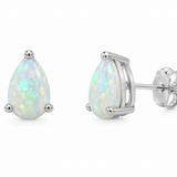 14k White Gold Pear Opal Stud Earrings