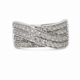 Estate 14k White Gold Diamond Multi Row Wavy Ring
