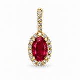 14k Yellow Gold Ruby and Diamond Halo Pendant