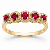 14k Yellow Gold Five-Stone Ruby and Diamond Ring
