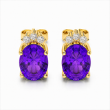 14k Yellow Gold Amethyst Stud Earrings