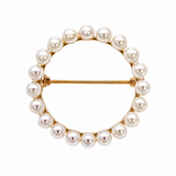Estate 14k Yellow Gold Pearl Brooch