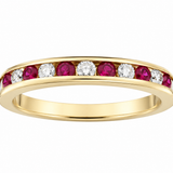 Estate 14k Yellow Gold Ruby and Diamond Channel Set Band