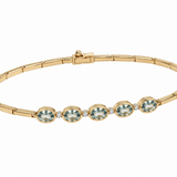 Estate 14k Yellow Gold Tourmaline and Diamond Bangle Bracelet