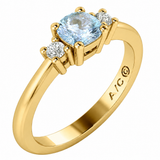 14k Yellow Gold Three-Stone Aquamarine and Diamond Ring