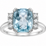 Estate 14k White Gold Aquamarine and Diamond Statement Ring