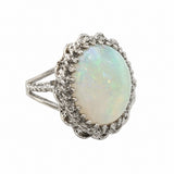 Estate 14k White Gold Opal Statement Ring