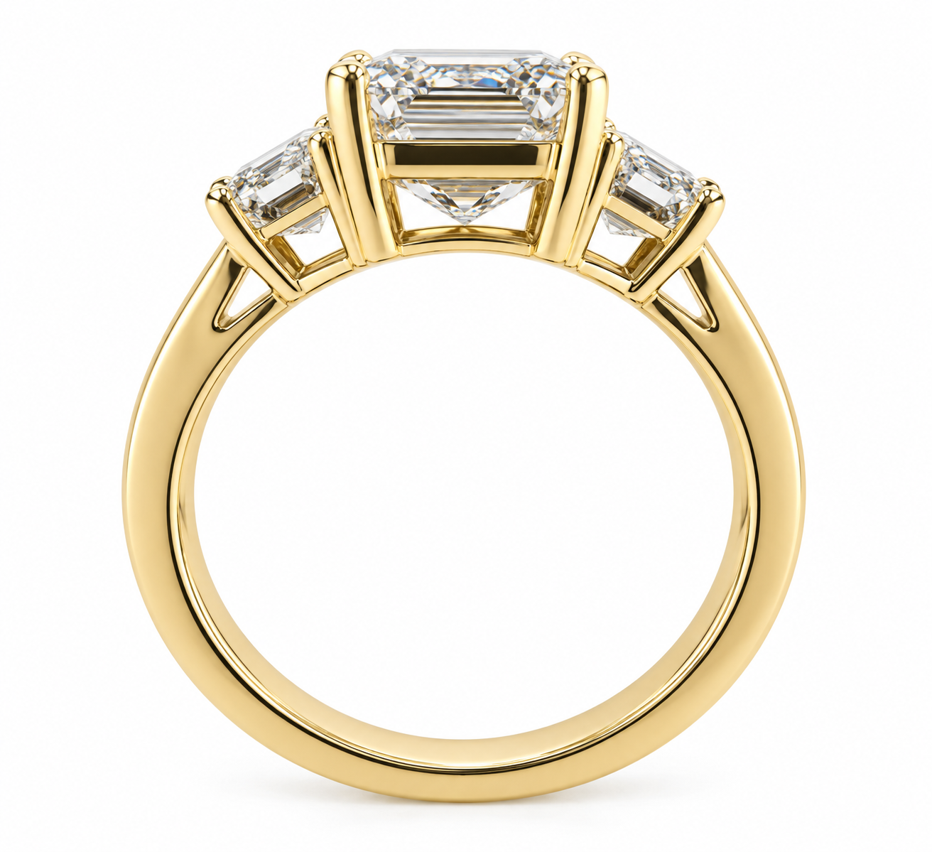 Emerald Three Stone Engagement Ring