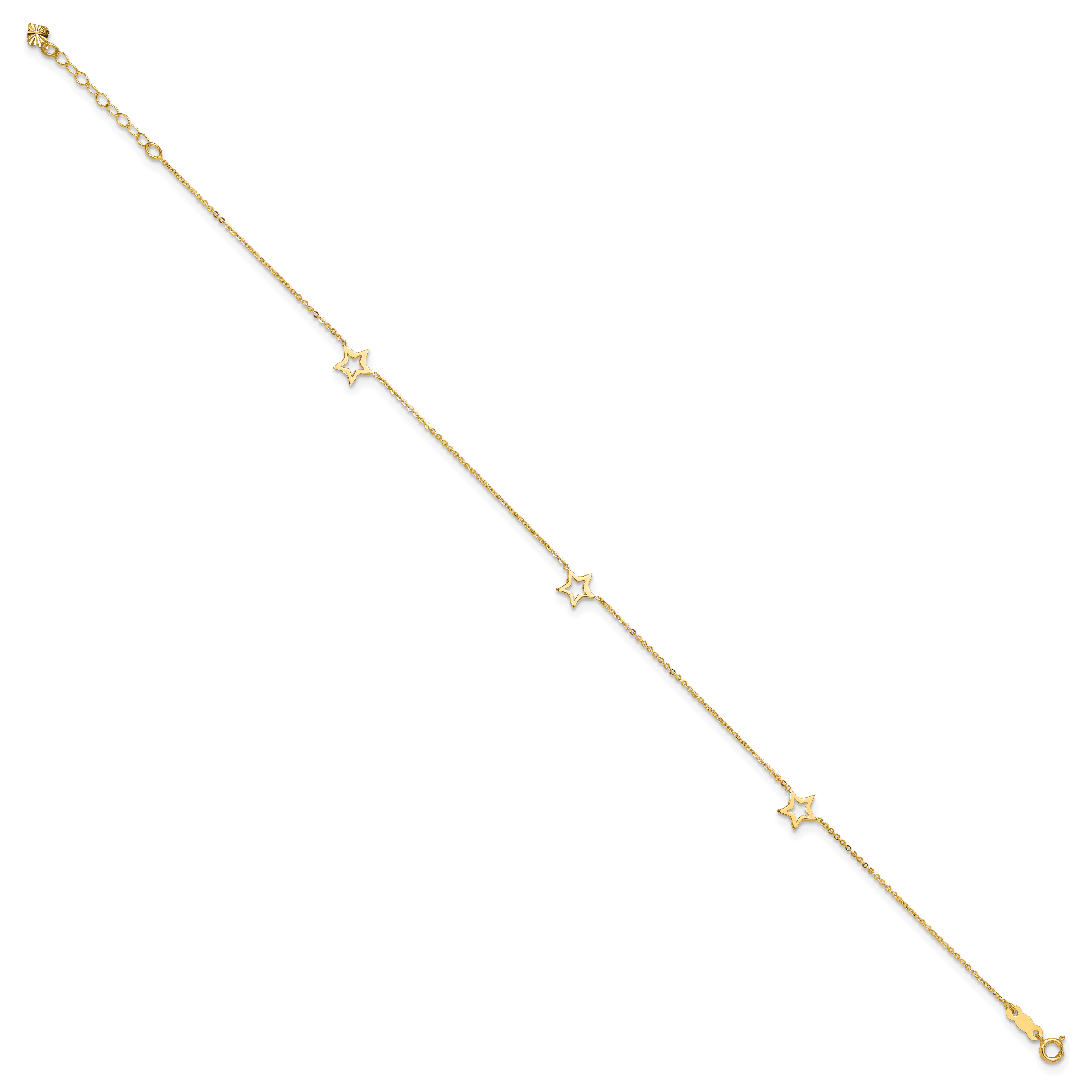 14K Adjustable Star 9in Plus 1in extension Anklet