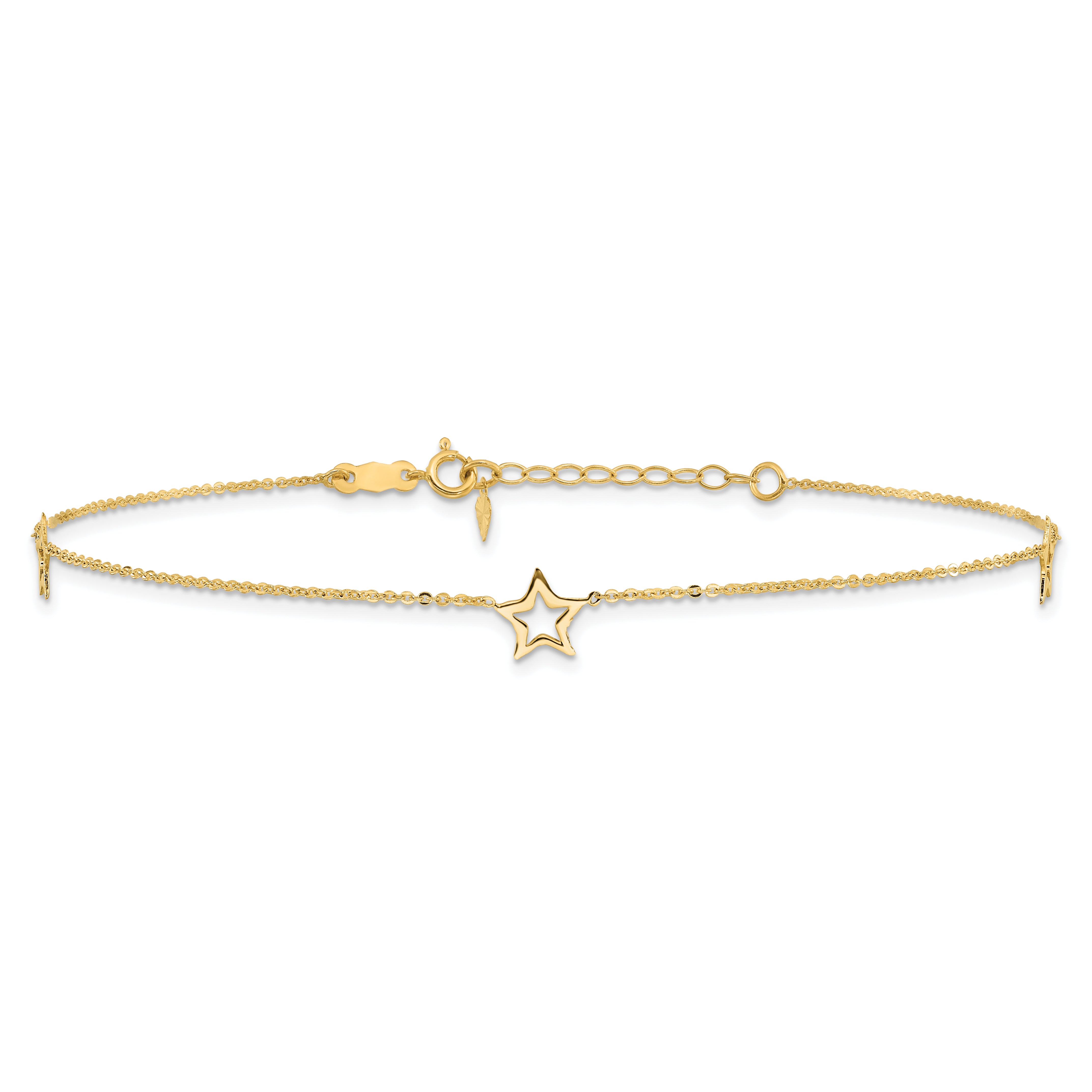 14K Adjustable Star 9in Plus 1in extension Anklet