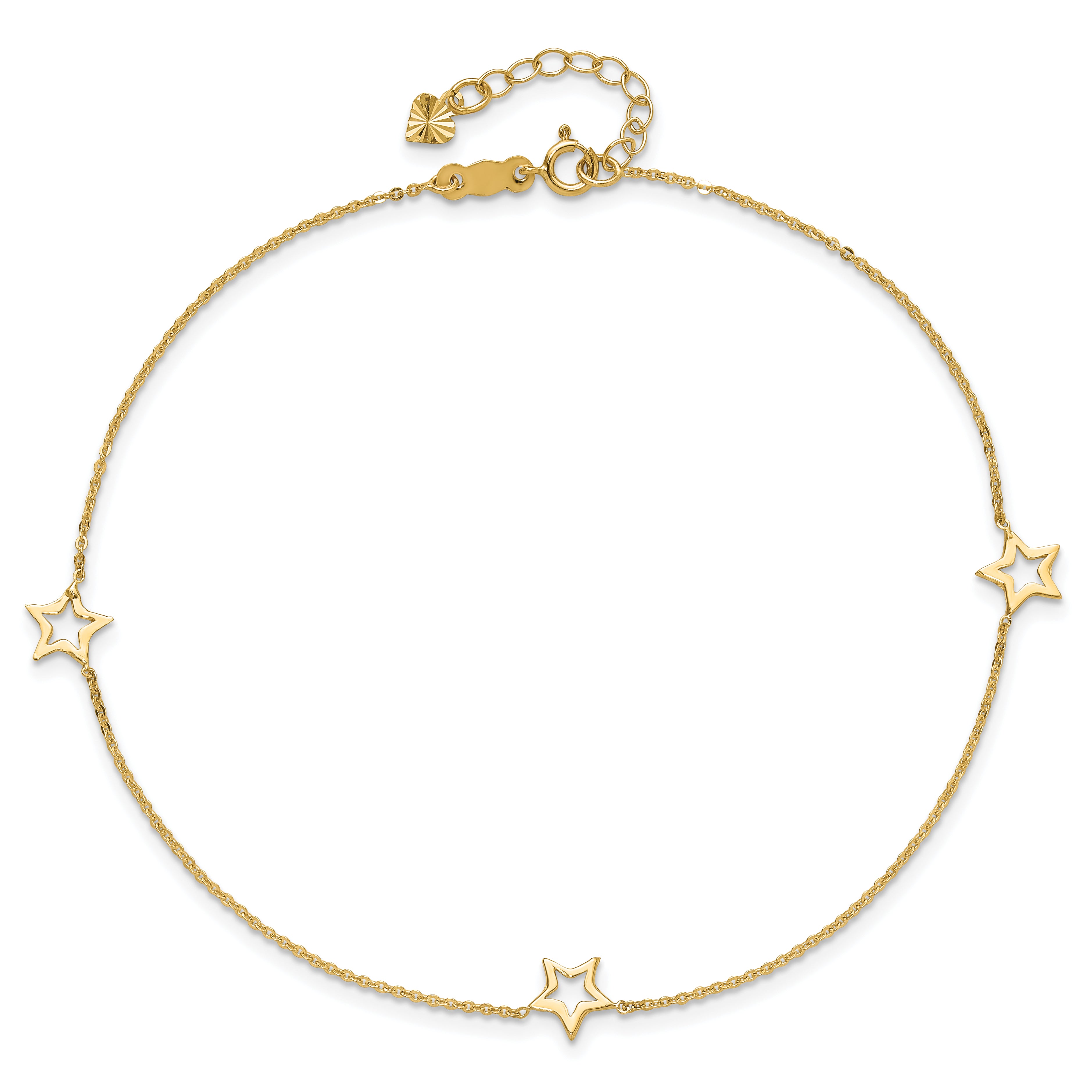 14K Adjustable Star 9in Plus 1in extension Anklet