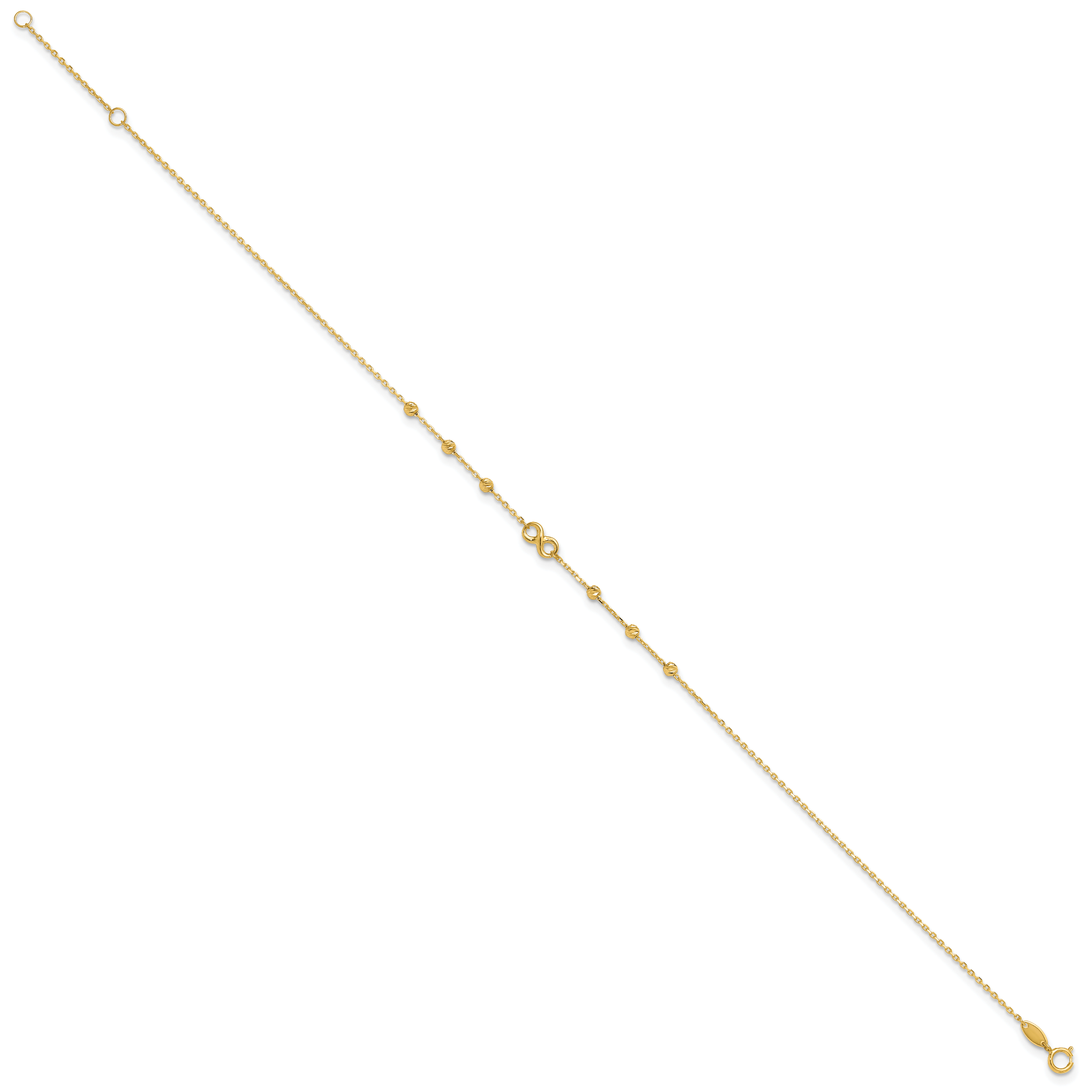14K Infinity Symbol 10in Plus 1in ext. Anklet