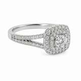 Estate 14k White Gold Moissanite and Diamond Engagement Ring