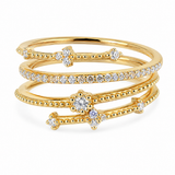 Estate 14k Yellow Gold Diamond Multi Row Ring