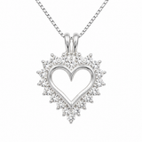 Estate 14k White Gold Diamond Heart Necklace