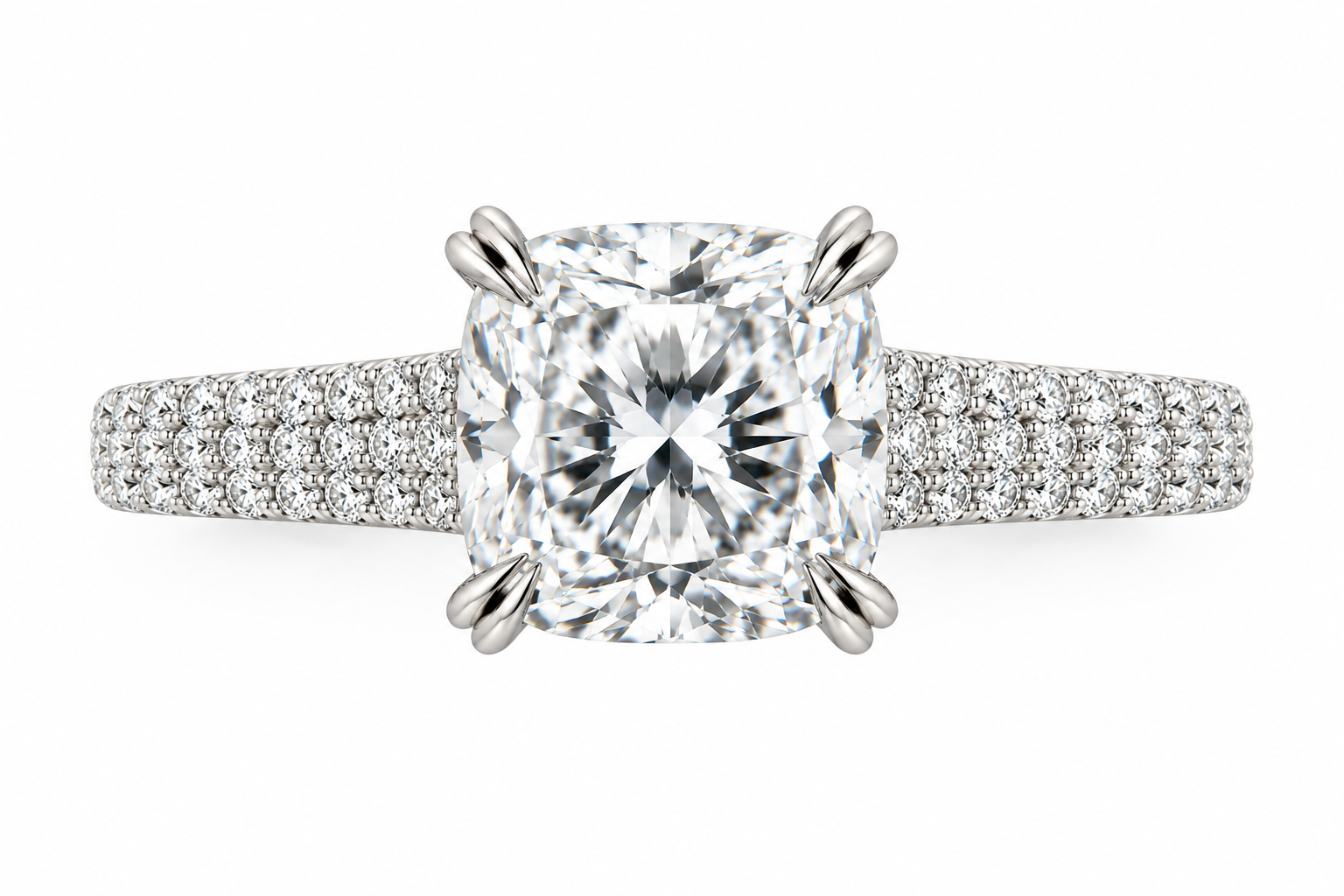 Cushion  Hidden Halo Engagement Ring