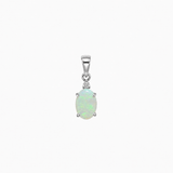 14k White Gold Opal Diamond Accent Pendant
