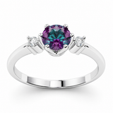 14k Yellow Gold Three-Stone Created Alexandrite Ring