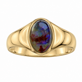 Estate 14k Yellow Gold Bezel Set Opal Ring