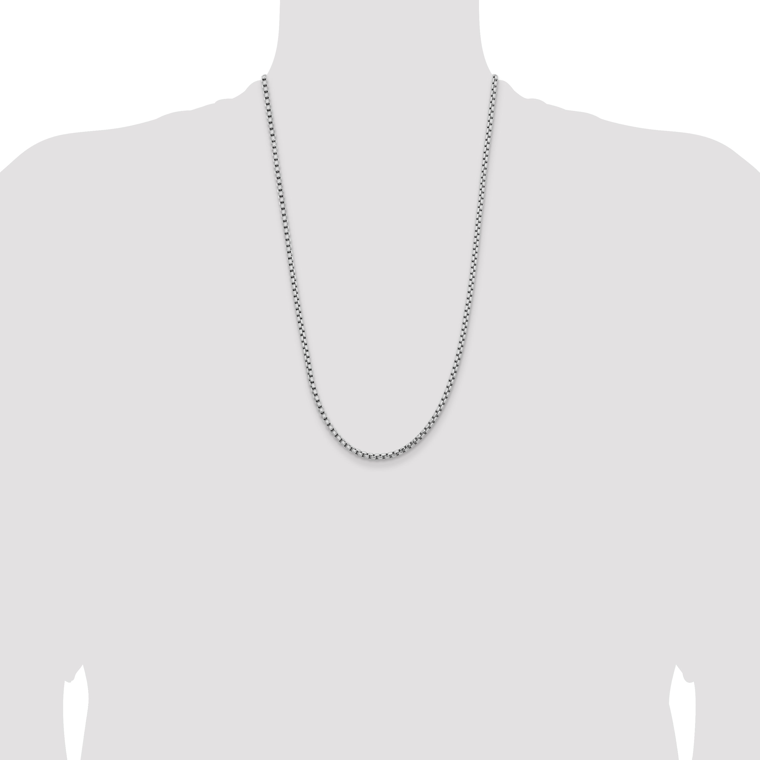 14k White Gold 3.6mm Semi-Solid Round Box Chain