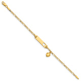 14k Cut-out Heart w/Dangling Heart Childrens Figaro Link ID Bracelet