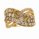 Estate 14k Yellow Gold Multi-Color Diamond Ring