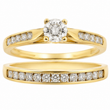 Estate 14k Yellow Gold Diamond Bridal Set Rings