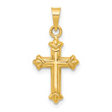 14k Fleur de Lis Hollow Cross Charm