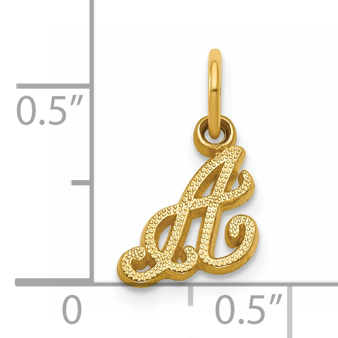 14KY Script Letter A Initial Charm