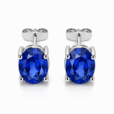 14k White Gold Blue Sapphire Stud Earrings