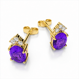 14k Yellow Gold Amethyst Stud Earrings