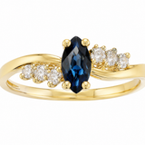 Estate 14k Yellow Gold Sapphire and Diamond Ring