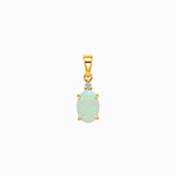 14k Yellow Gold Opal and Diamond Accent Pendant
