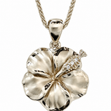 Estate 14k Yellow Gold Diamond Plumeria Necklace