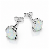 14k White Gold Opal Stud Earrings