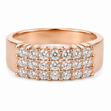 Estate 14k Rose Gold Diamond Multi Row Ring