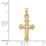 14k w/Rhodium Hollow Cross Charm