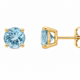 14k Yellow Gold Blue Topaz Stud Earrings