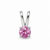14k White Gold Pink Sapphire Solitaire Pendant