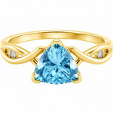 Estate 10k Yellow Gold Blue Topaz and Diamond Twist Ring