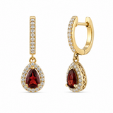 14k Yellow Gold Fire Opal and Diamond Dangle Earrings
