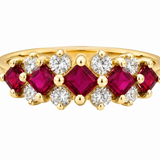 Estate 14k Yellow Gold Ruby and Diamond Band