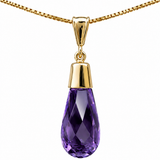 Estate 14k Yellow Gold Amethyst Drop Necklace