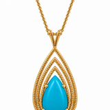 Estate 14k Yellow Gold Turquoise Drop Necklace