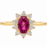 Estate 14k Yellow Gold Ruby Halo Ring