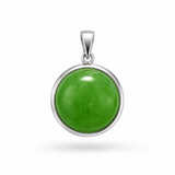14k White Gold Jade Bezel-Set Pendant
