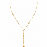 Estate 14k Yellow Gold Pearl Cross Necklace