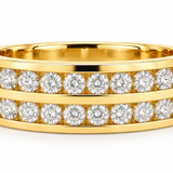 Estate 14k Yellow Gold, Double Row, Diamond Ring